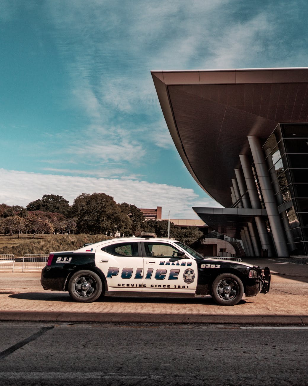 police car parked near building